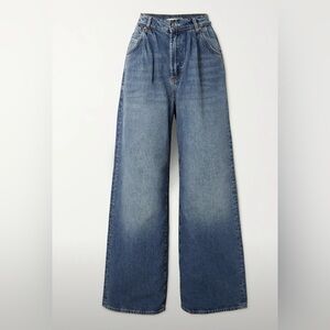 GRLFRND Flare Pleated Wide-Leg Jeans